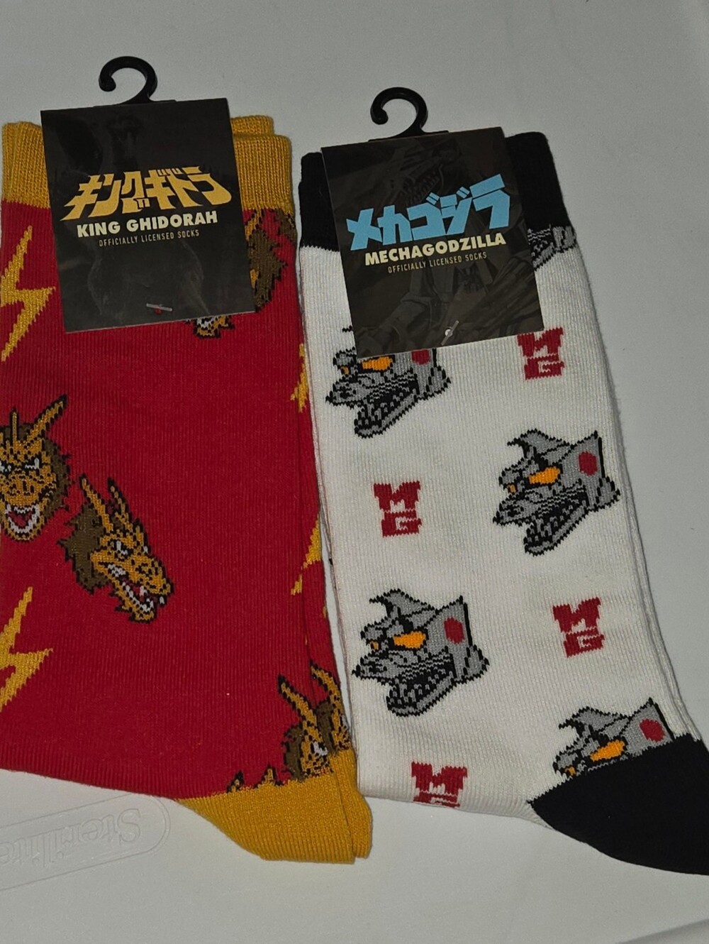 King Ghidorah & Mechagodzilla Licensed Men's Crew Socks - Red, Yellow & White